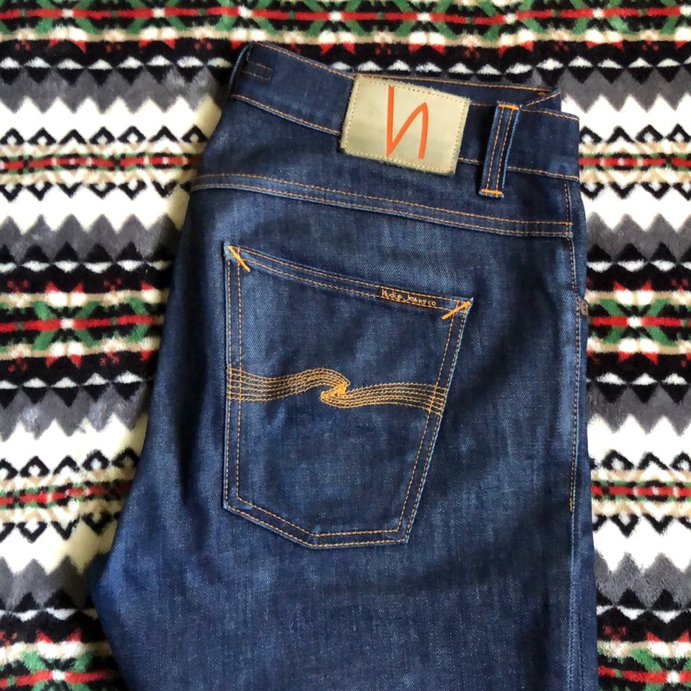 Nudie Jeans Dry Liquid Indigo “Thin Finn” Denim